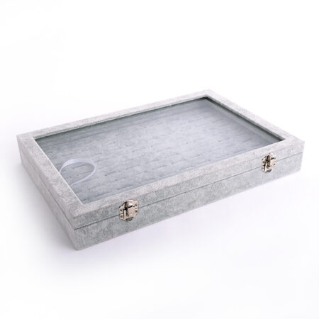 Coffret velours gris pour 100 bagues