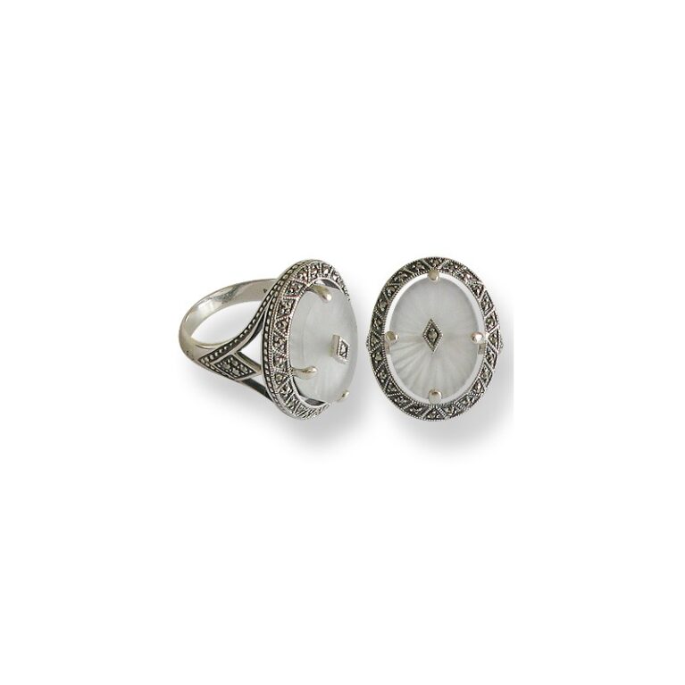 TOINETTE - Bague-argent-925-cristal-de-roche-marcassites