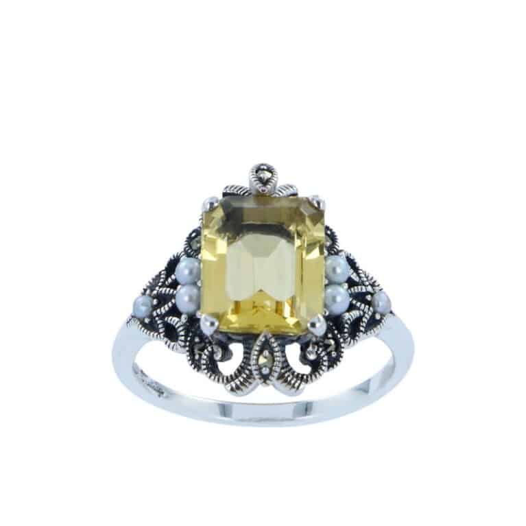 MIMOSA - Bague argent 925 sterling silver - Citrine-Perles de culture